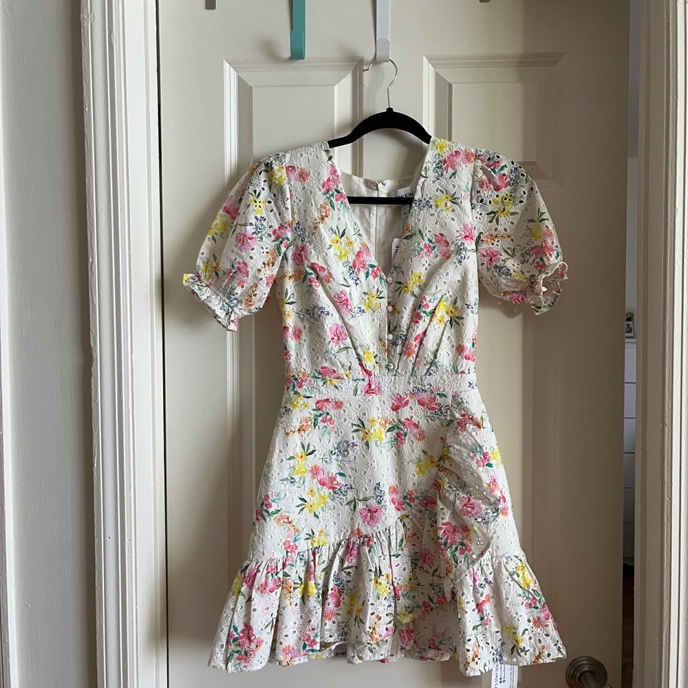 Yumi Kim Be The One White floral pattern ruffle eyelet dress